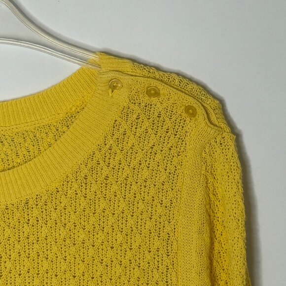 Talbots 100% Cotton Diamond Print Knit Boatneck Tunic Sweater Ribbed Yellow 2X - Picture 4 of 8